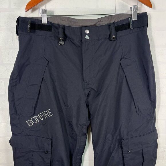 Bonfire Mens Snowboarding Pants Size L Black Cargo Zip Pockets - Picture 3 of 16